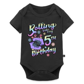 Rolling Into My 5th Birthday Quad Skater - Baby Premium Kurzarmbody - Schwarz - Vorne