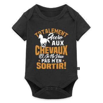 Totalement accro aux chevaux - Body à manches courtes Premium Bébé - noir - Devant