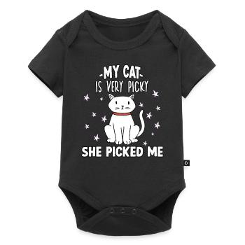 Mignon Chat Propriétaire Motif Chat Difficile Chat Chat Dire - Body à manches courtes Premium Bébé - noir - Devant