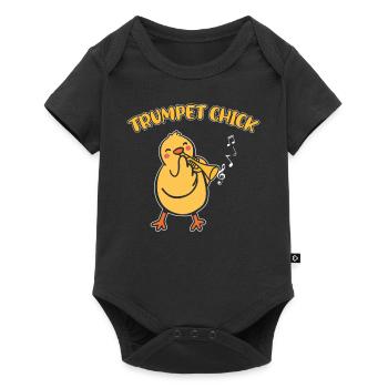 Trumpet Player Girl Chicken - Baby Premium short-sleeve bodysuit - black - Front