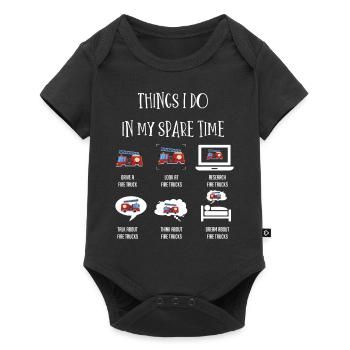 Things I do, fire truck, fire trucks - Baby Premium short-sleeve bodysuit - black - Front