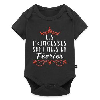 les princesses sont nées en février. Cadeau annive - Body à manches courtes Premium Bébé - noir - Devant