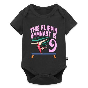 Gymnastic Dieser Flippin Turner ist 9 Geburtstag - Baby Premium Kurzarmbody - Schwarz - Vorne
