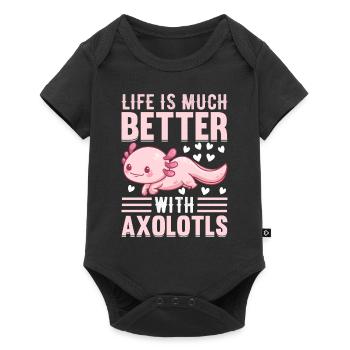 Axolotl Lover Kawaii Axolotl - La vie est bien meilleure - Body à manches courtes Premium Bébé - noir - Devant