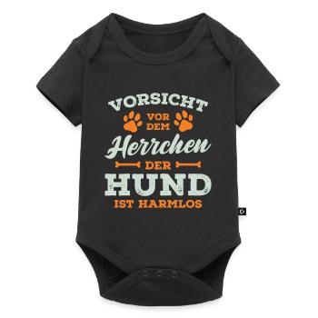 Vorsicht Vor Dem Herrchen Der Hund Ist Harmlos - Baby Premium Kurzarmbody - Schwarz - Vorne