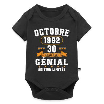30 Ans Anniversaire Vintage Né(e) en Octobre 1992 - Body à manches courtes Premium Bébé - noir - Devant