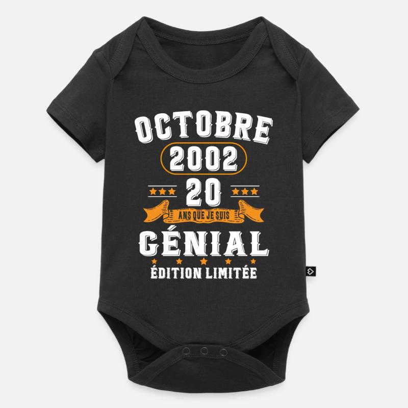 20 Ans Anniversaire Vintage Né(e) en Octobre 2002 - Body à manches courtes Premium Bébé - noir