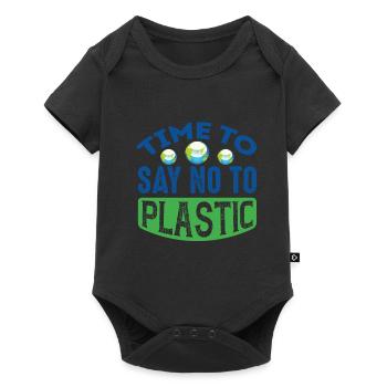 Il est temps de dire non au support de protection de la terre en plastique - Body à manches courtes Premium Bébé - noir - Devant