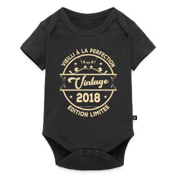 Vintage 2018 Idée Cadeau D Anniversaire Rétro 2018 - Body à manches courtes Premium Bébé - noir - Devant