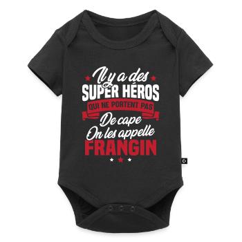 Super héros on les appelle frangin cadeau - Body à manches courtes Premium Bébé - noir - Devant