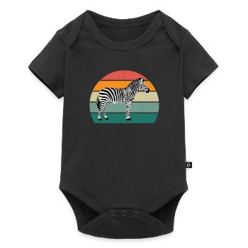 black and white striped horses zebra - Baby Premium short-sleeve bodysuit - black - Front