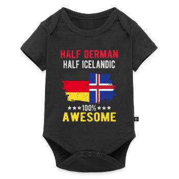 Halb Deutsch Halb Isländer - Baby Premium Kurzarmbody - Schwarz - Vorne