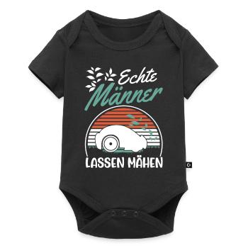 Echte Männer lassen mähen Mähroboter - Baby Premium Kurzarmbody - Schwarz - Vorne