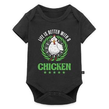 La vie est meilleure avec un poulet éleveur de poulets - Body à manches courtes Premium Bébé - noir - Devant