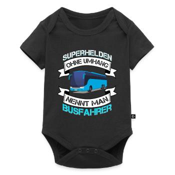 Bus Superhelden ohne Umhang nennt man Busfahrer - Baby Premium Kurzarmbody - Schwarz - Vorne
