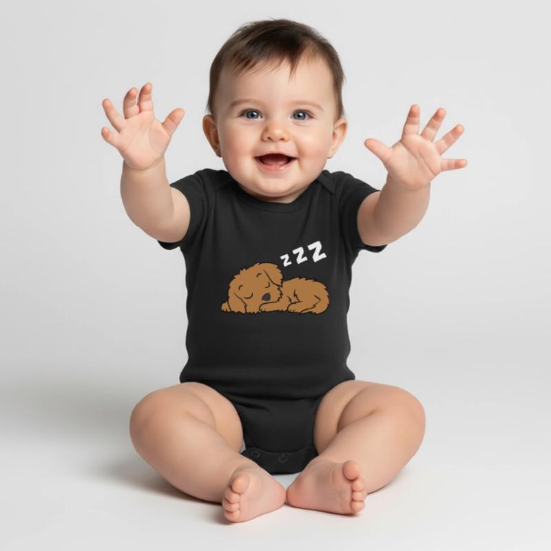 Cockapoo Pajama Cute Cockapoo Dog Sleeping Baby Premium short-sleeve bodysuit