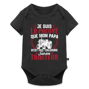 Je suis la preuve que mon papa tracteur - Body à manches courtes Premium Bébé - noir - Devant