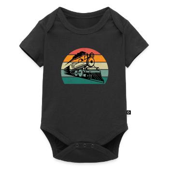 zug eisenbahn lok lokomotive schaffner lokführer - Baby Premium Kurzarmbody - Schwarz - Vorne