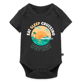Vacances en bateau de croisière Manger dormir - Body à manches courtes Premium Bébé - noir - Devant