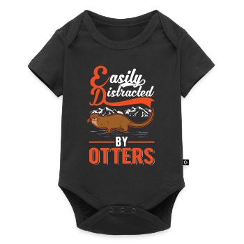 Easily distracted by Otters Fischotter Seeotter - Baby Premium Kurzarmbody - Schwarz - Vorne