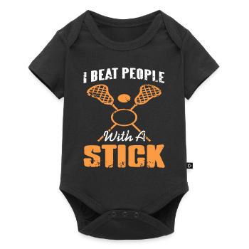 I Beat People With A Stick Retro Lacrosse T-Shirt - Baby Premium short-sleeve bodysuit - black - Front