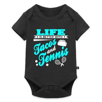 La vie est meilleure avec Tacos & Tennis Retro T-Shirt - Body à manches courtes Premium Bébé - noir - Devant