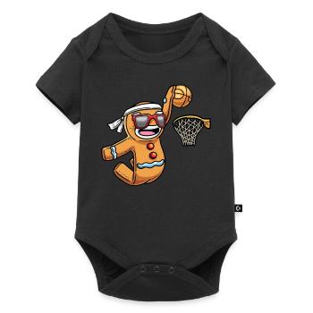Lebkuchenmann Spielt Basketball Weihnachten - Baby Premium Kurzarmbody - Schwarz - Vorne