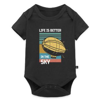 Life Is Better in The Sky Zeppelin - Baby Premium Kurzarmbody - Schwarz - Vorne