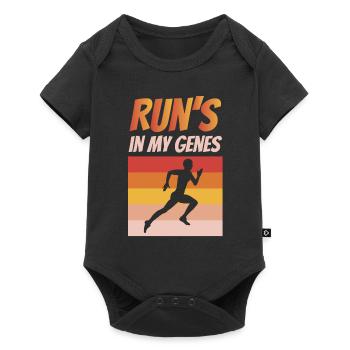 Lustiges Marathon Läufer Laufen Cross Country - Baby Premium Kurzarmbody - Schwarz - Vorne