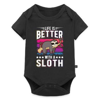 La vie est meilleure avec un paresseux Faultier - Body à manches courtes Premium Bébé - noir - Devant
