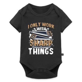 Kettensäge Schnitzen Holzfäller - Baby Premium Kurzarmbody - Schwarz - Vorne