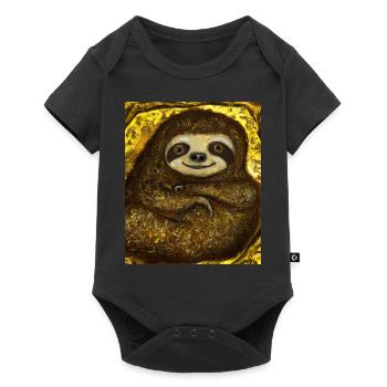 Sloth Portrait Funny Gustav Klimt Style - Baby Premium short-sleeve bodysuit - black - Front