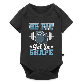 Fitness Muskeln Fitnessstudio Workout - Baby Premium Kurzarmbody - Schwarz - Vorne