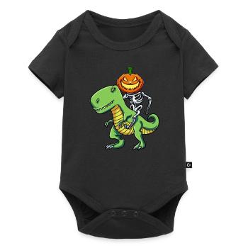 Skeleton Pumpkin Riding T Rex - Baby Premium short-sleeve bodysuit - black - Front
