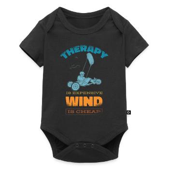 Strand-Kite Windracer Land-Kite Kite-Strandsegler - Baby Premium Kurzarmbody - Schwarz - Vorne