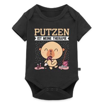 PUTZEN IST MEINE THERAPIE - Baby Premium Kurzarmbody - Schwarz - Vorne