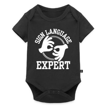 Gebärdensprache Experte Awareness Gebärden Gestik - Baby Premium Kurzarmbody - Schwarz - Vorne