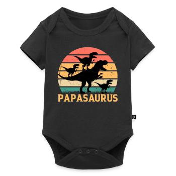 Papa Papa avec trois enfants - Papa Saurus Papa - Body à manches courtes Premium Bébé - noir - Devant