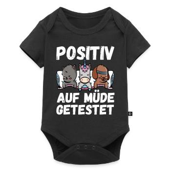 Positiv auf Müde getestet Tiere Fun - Baby Premium Kurzarmbody - Schwarz - Vorne