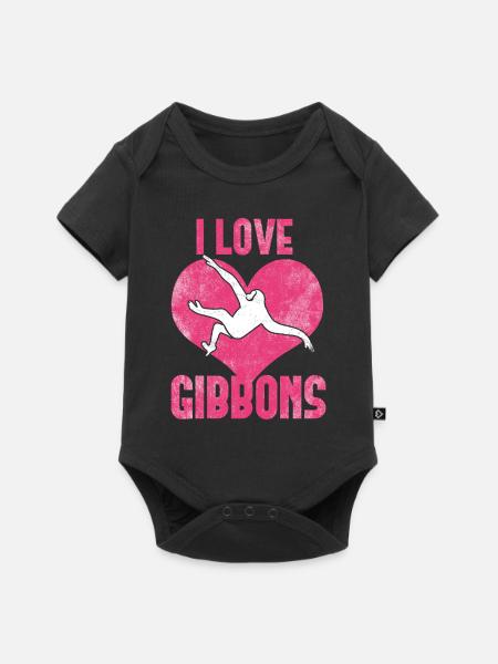 Ich liebe Gibbons - Baby Premium Kurzarmbody - Schwarz