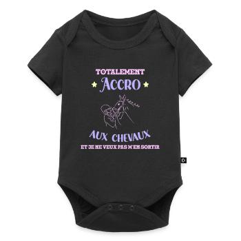 Totalement Accro Aux Chevaux Cadeau Pour Cavalière - Body à manches courtes Premium Bébé - noir - Devant