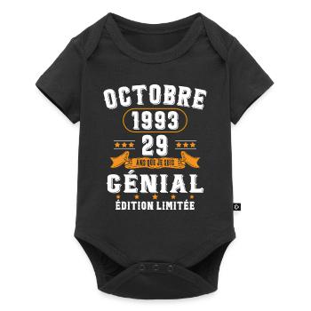 29 Ans Anniversaire Vintage Né(e) en Octobre 1993 - Body à manches courtes Premium Bébé - noir - Devant