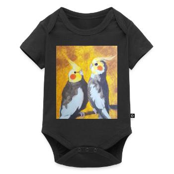 Cockatiel Couple Gustav Klimt Style - Body à manches courtes Premium Bébé - noir - Devant