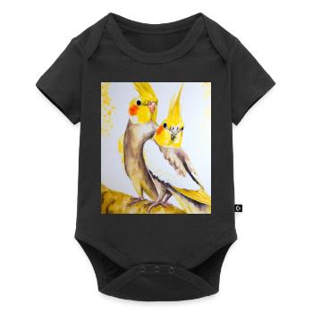 Cockatiel Couple Gustav Klimt Style - Body à manches courtes Premium Bébé - noir - Devant
