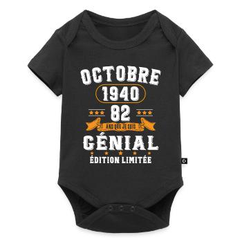 82 Ans Anniversaire Vintage Né(e) en Octobre 1940 - Body à manches courtes Premium Bébé - noir - Devant