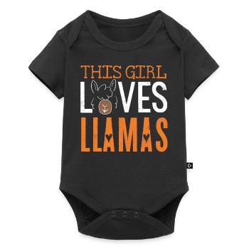 Cette fille aime les lamas, les lamas, les lamas - Body à manches courtes Premium Bébé - noir - Devant