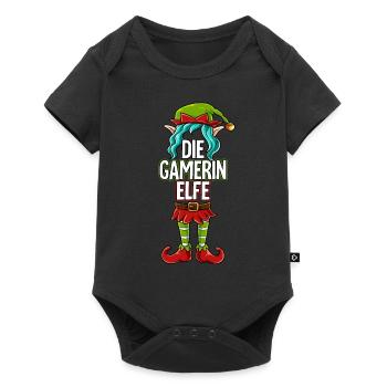 Gamerin Elfe Partnerlook Weihnachten - Baby Premium Kurzarmbody - Schwarz - Vorne