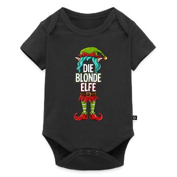 Blonde Elfe Partnerlook Weihnachten - Baby Premium Kurzarmbody - Schwarz - Vorne