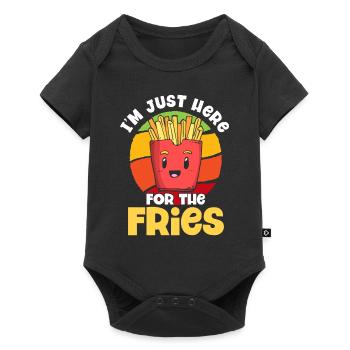 Pommes Frites Fast Food Pommes Frites - Baby Premium Kurzarmbody - Schwarz - Vorne