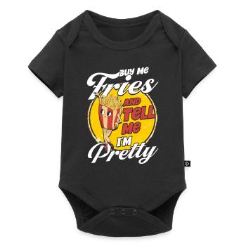 Pommes Frites Fast Food Pommes Frites - Baby Premium Kurzarmbody - Schwarz - Vorne